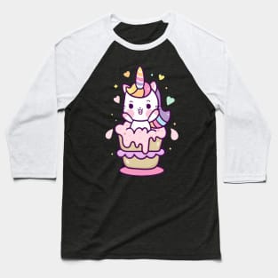 unicorn cat cartoon Baseball T-Shirt